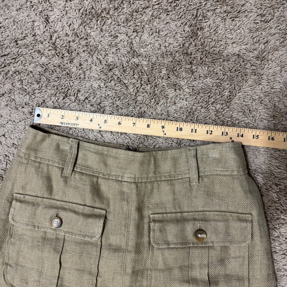 LOFT Linen Mini Skirt Patch Pockets Dark Beige size 6 Minimalist Casual Festival - Picture 8 of 10
